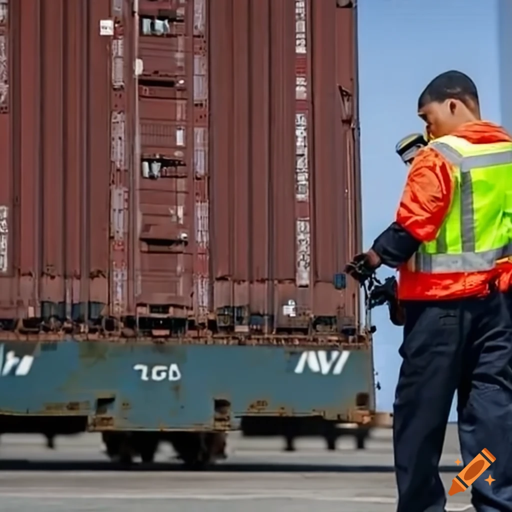customs officer inspecting cargo at the port