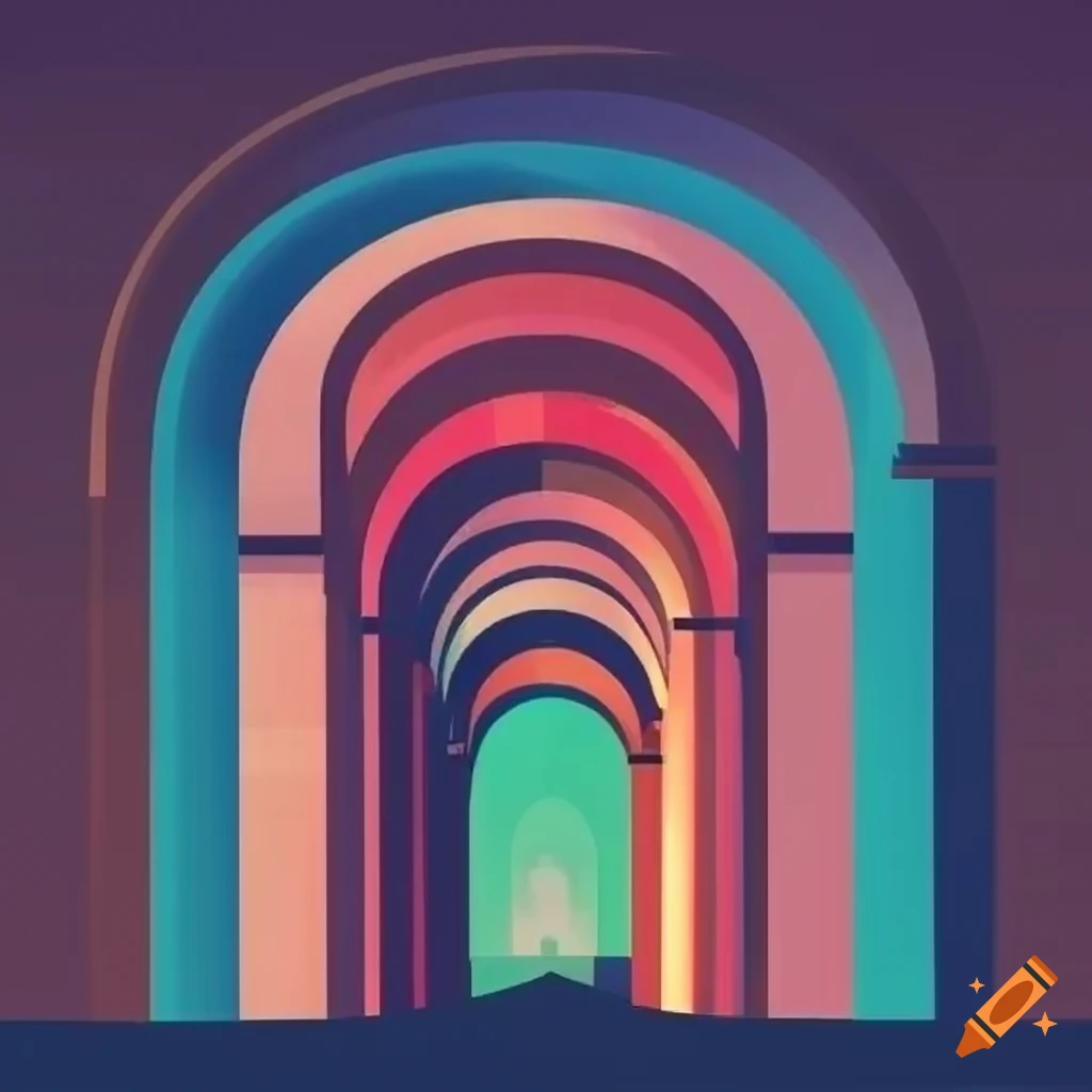 Geometric Abstract Art With Architectural Arches On Craiyon