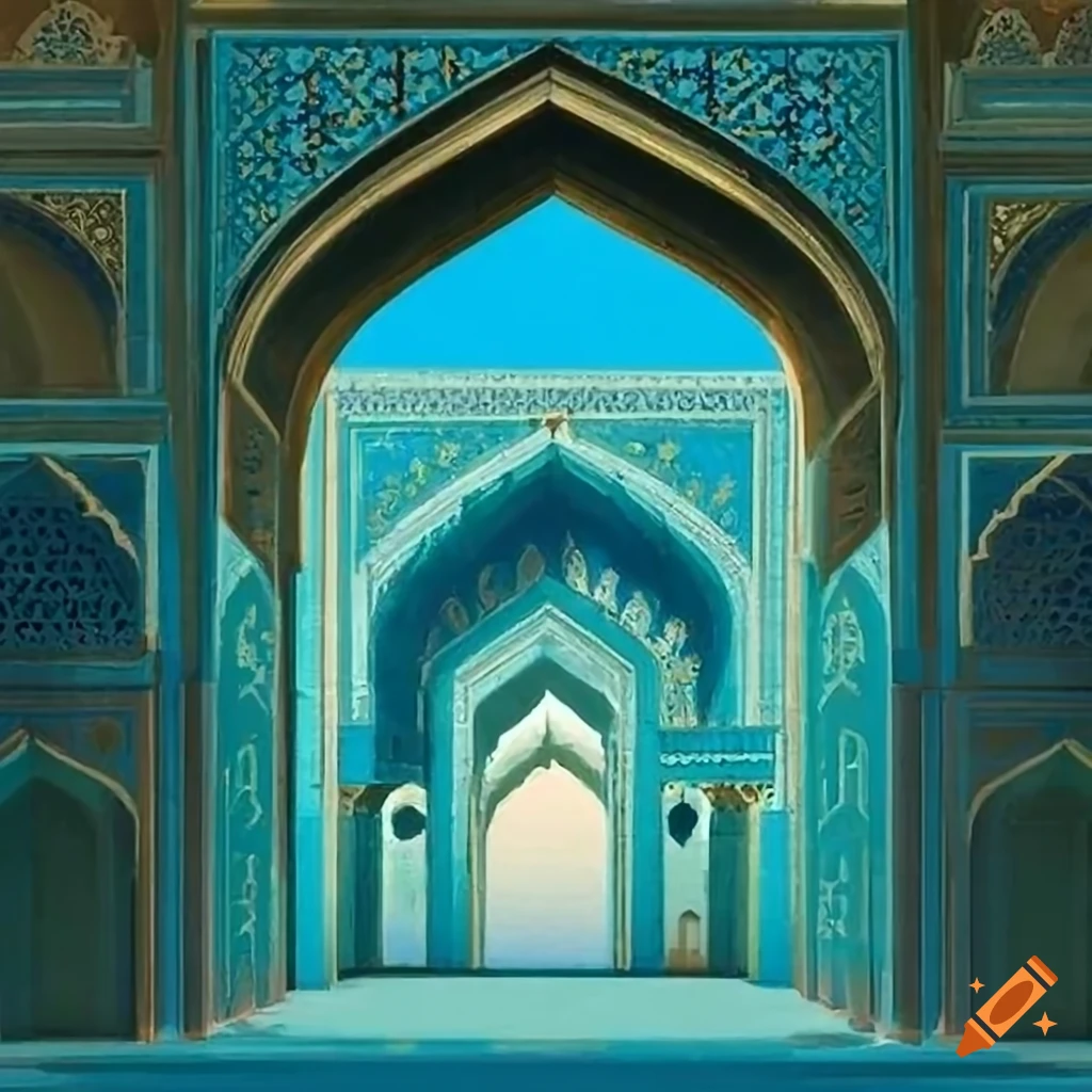 Orphism abstract architectural art with arches and geometric patterns