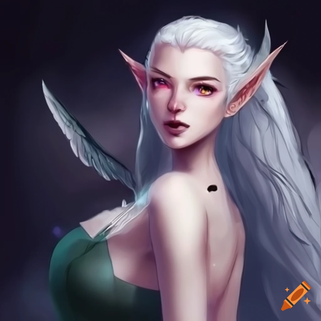  Illustration of a female elf with wings on Craiyon