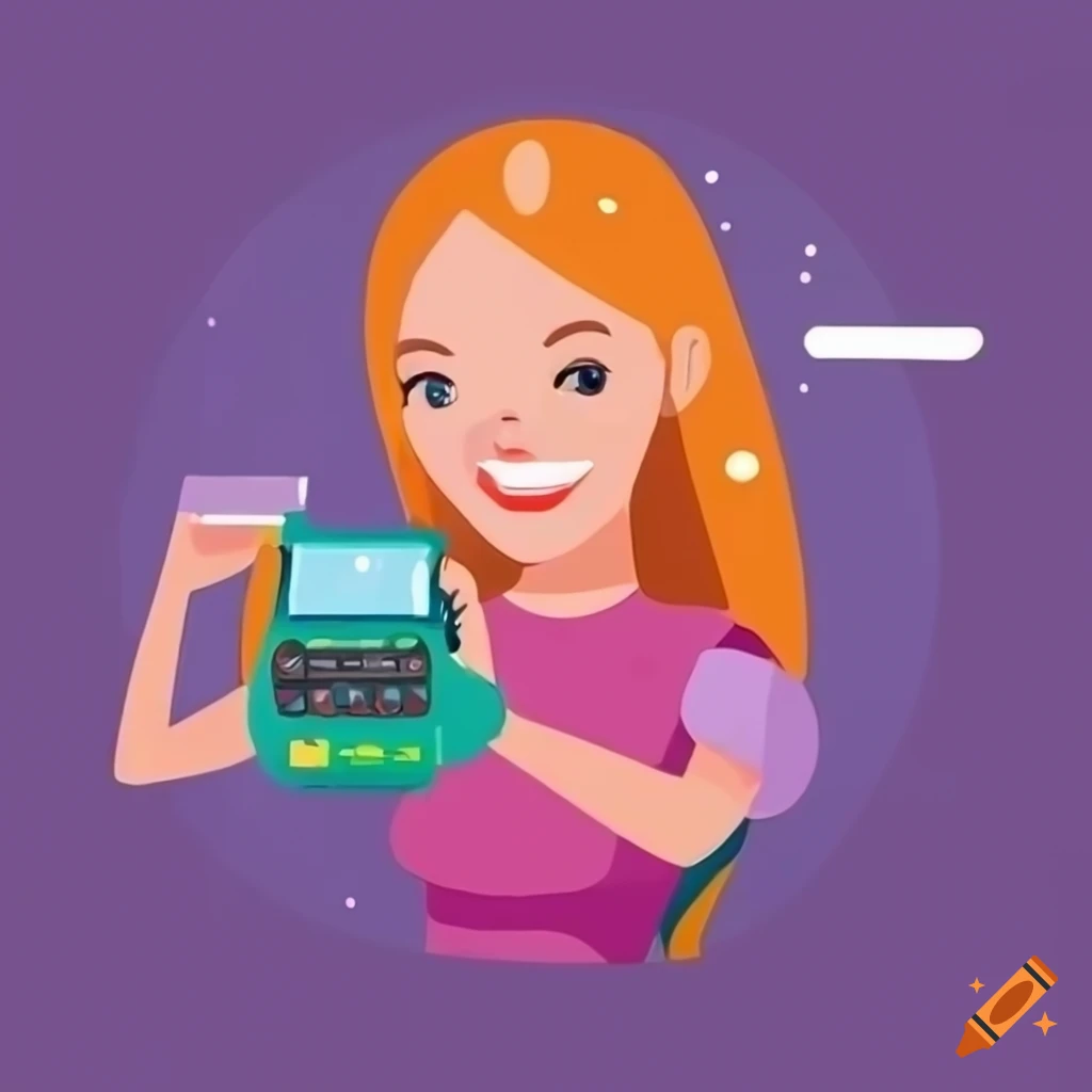 flat illustration of a beauty salon reception with a stylist taking payment from a customer