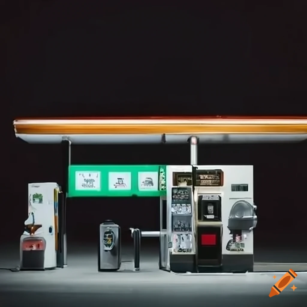 gas station with coffee and sandwich machine