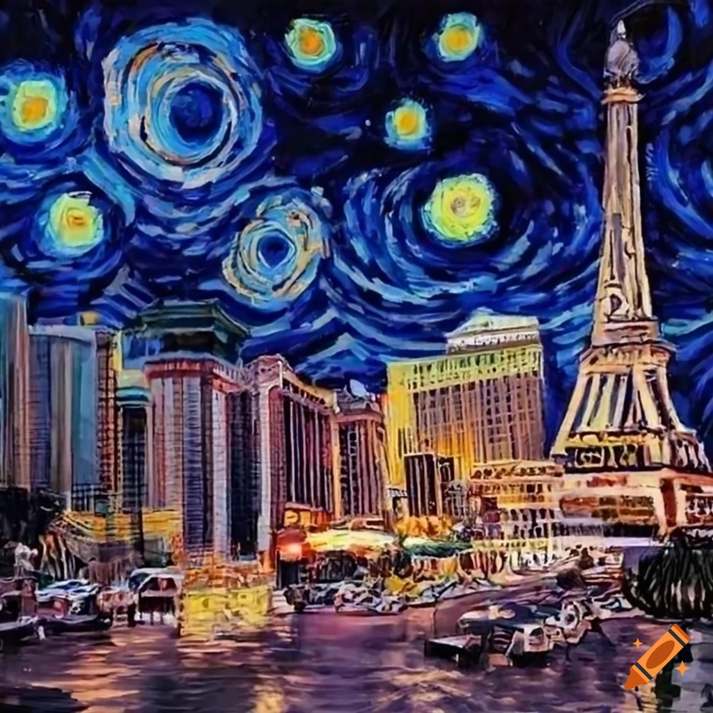 Van gogh style depiction of las vegas strip on Craiyon