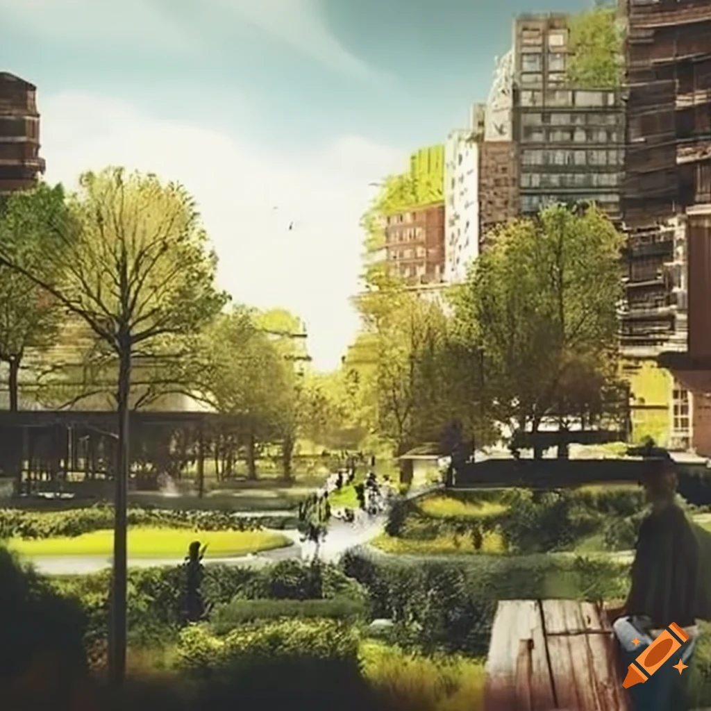 vision of a garden city in Ukraine with traditional house types and sustainable mobility