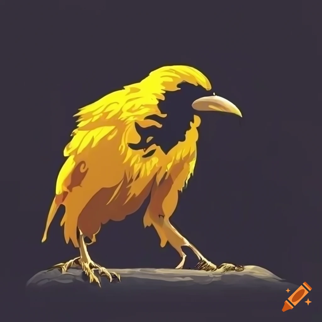 Yellow Ravens On A Black Background On Craiyon
