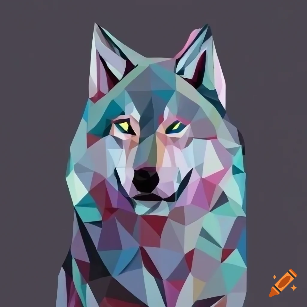 low poly wolf painting