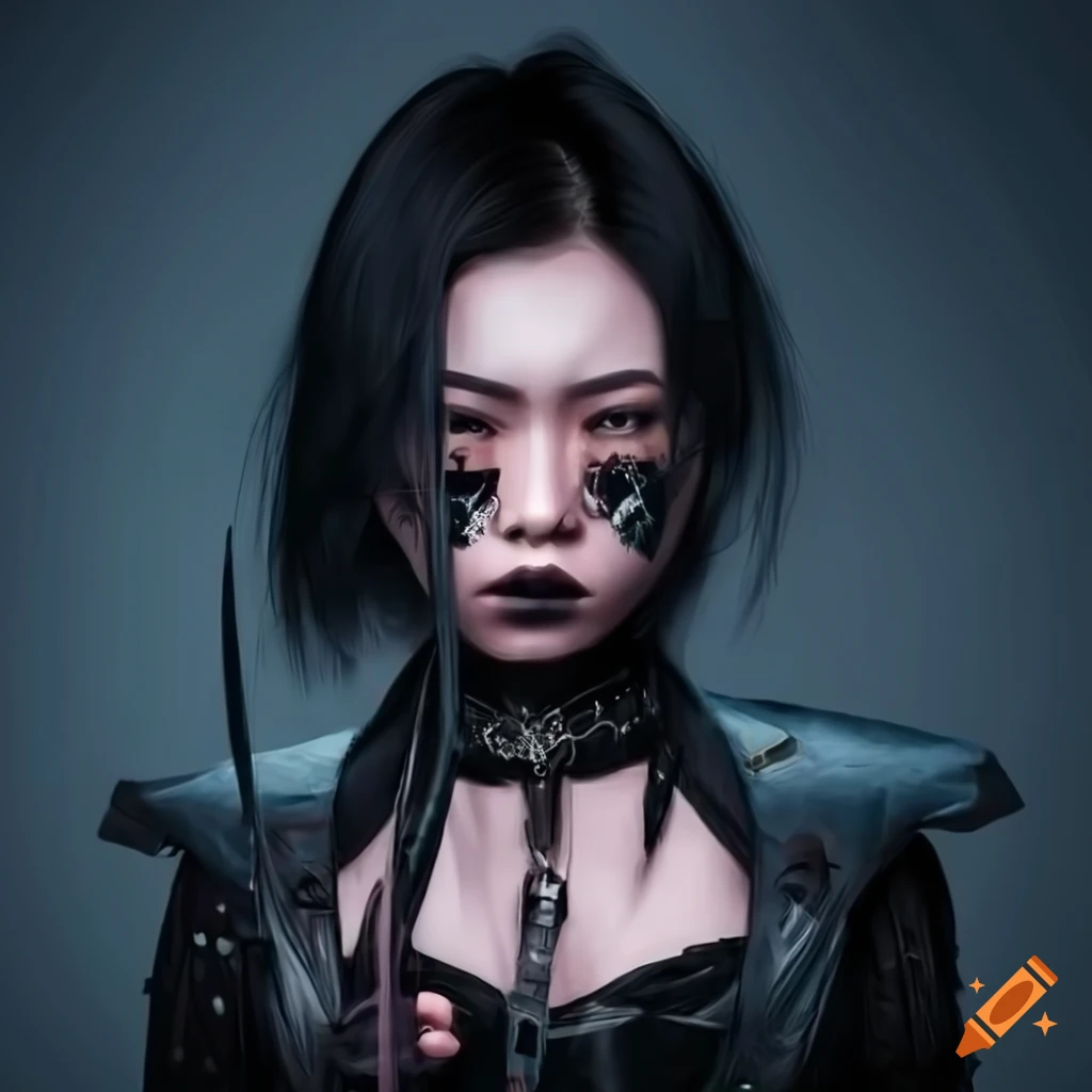 Cyberpunk asian woman with futuristic katana on Craiyon