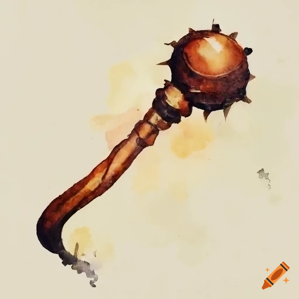 Watercolor painting of a mace on Craiyon