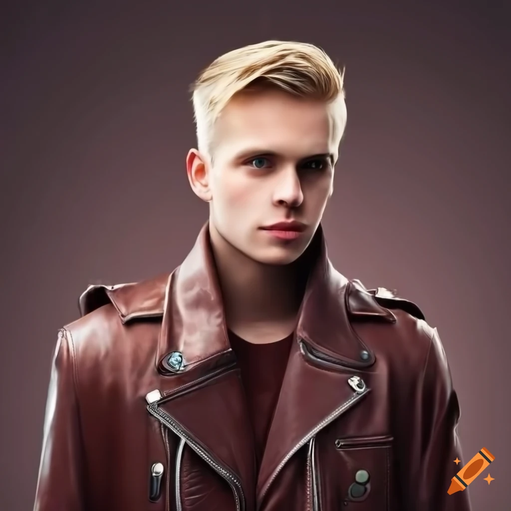 stylish American guy in a leather jacket