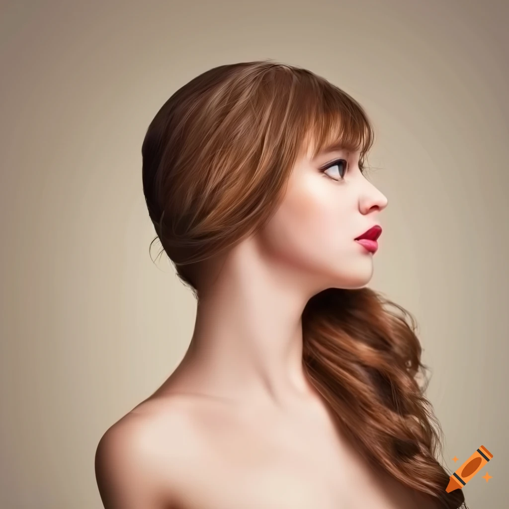 Elegant girl with brown hair in a gown on Craiyon