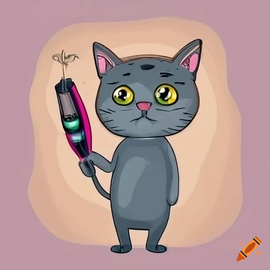 Cute cat with a hair dryer on Craiyon