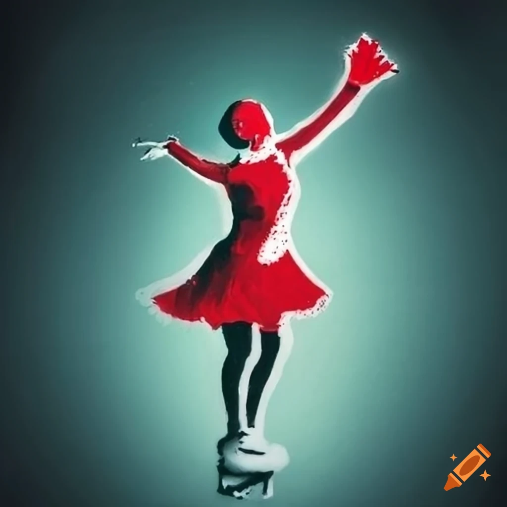 Banksy-style Christmas card with female figure skater