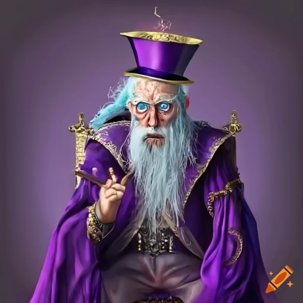 image of an old magician sitting on a throne