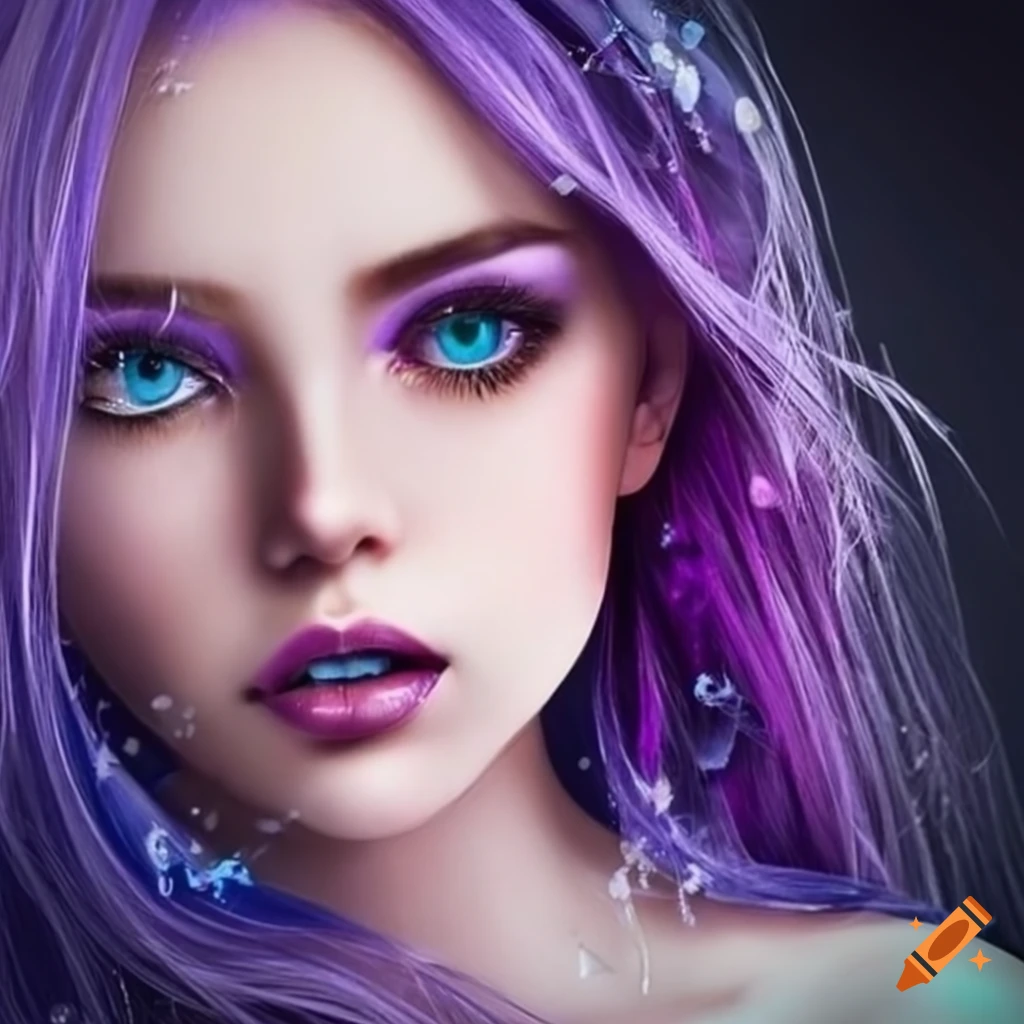 Girl With Purple Hair And Ice Blue Eyes On Craiyon 4982