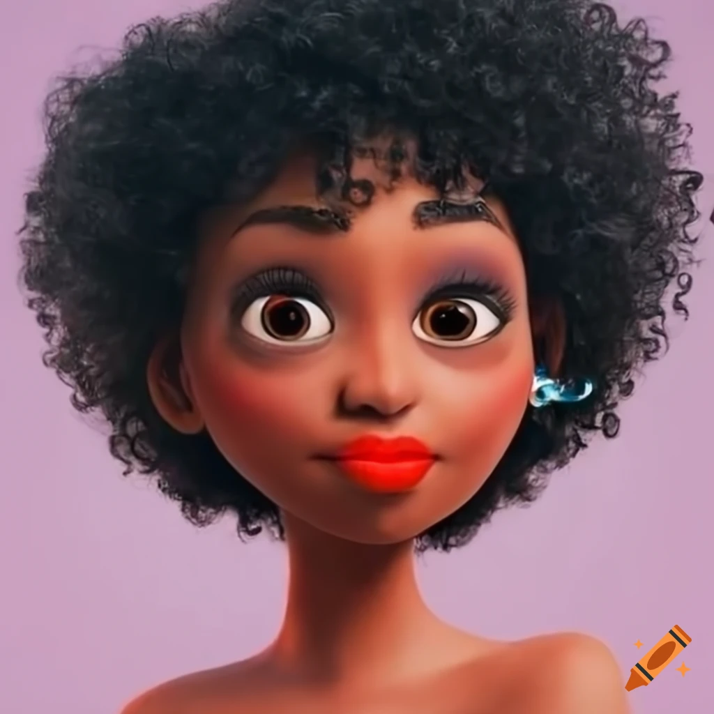 stylized portrait of a Black woman with curly hair and red lipstick