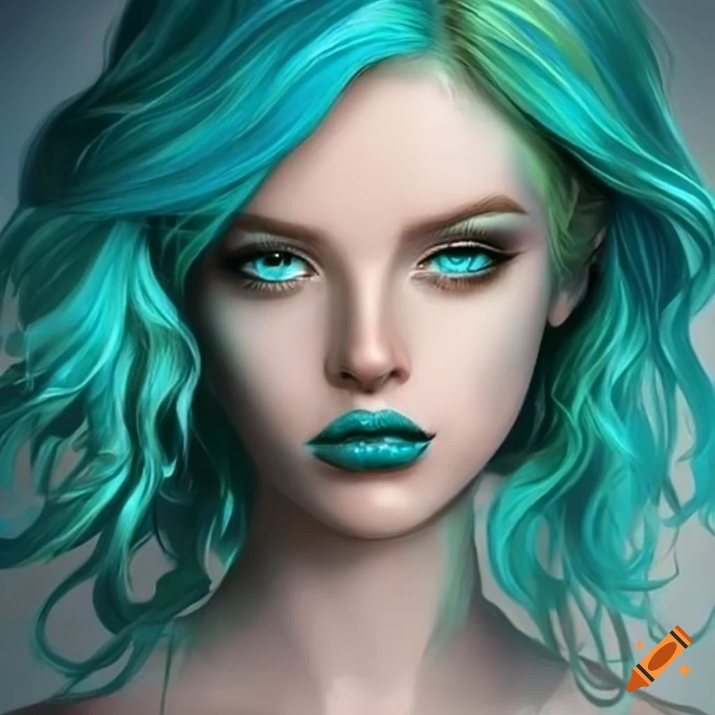 Portrait of a stylish girl with teal gold hair