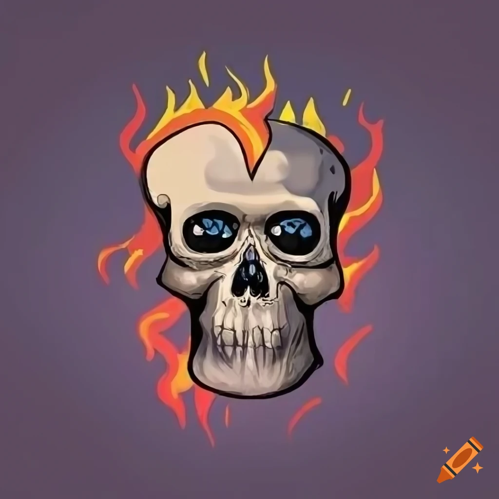 Mexican street art logo with flaming skeleton wearing a police hat