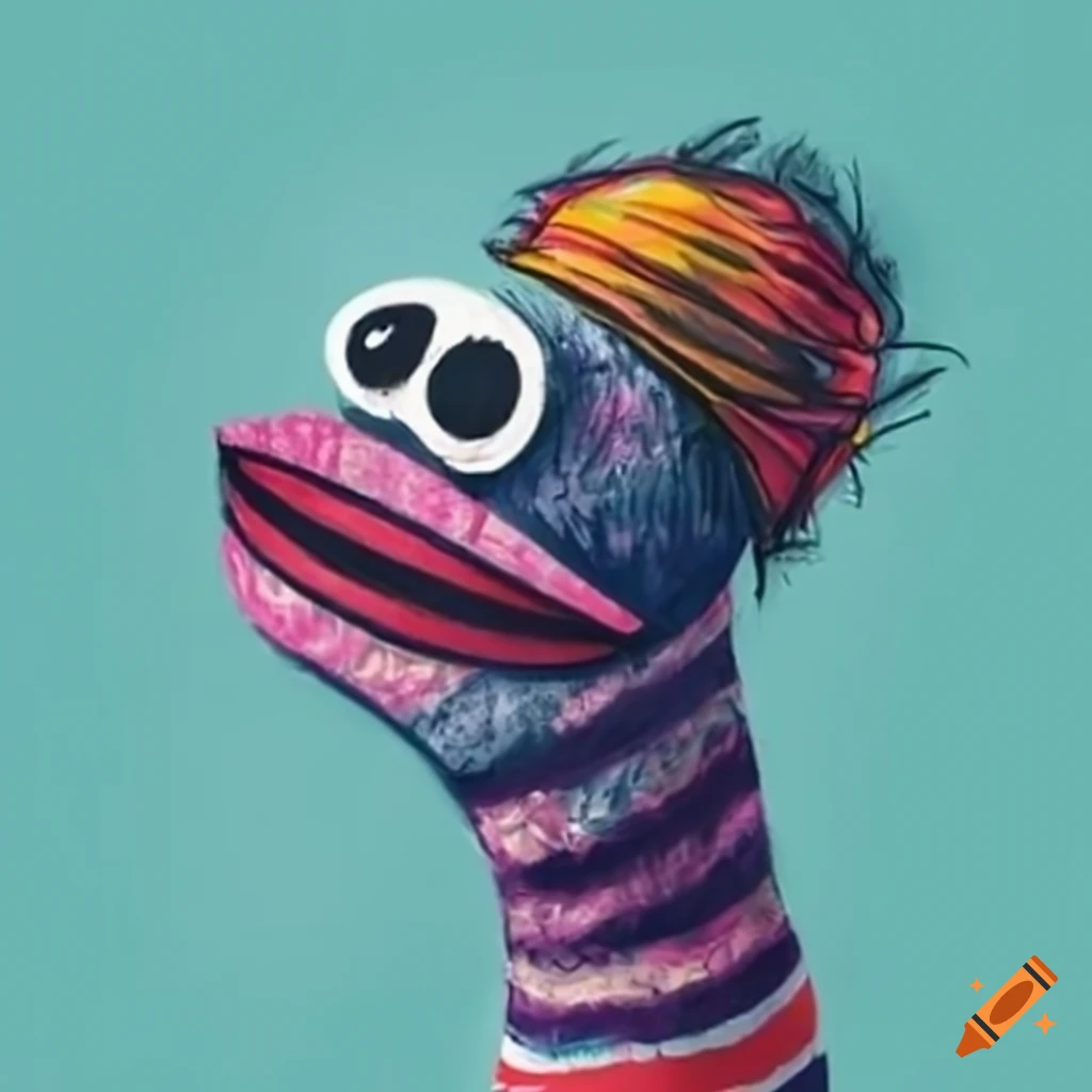 Charcoal drawing of a sock puppet