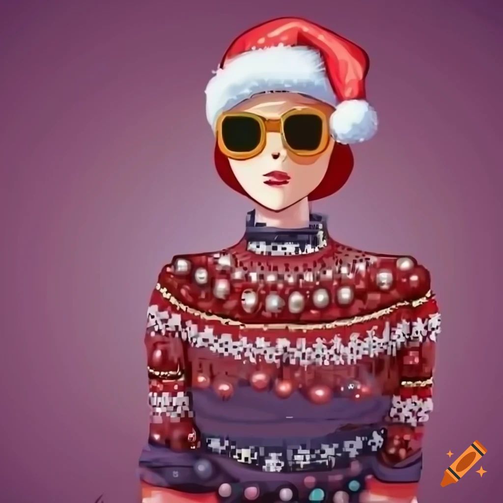 Illustration of a fashionable mannequin in a christmas sweater and ...