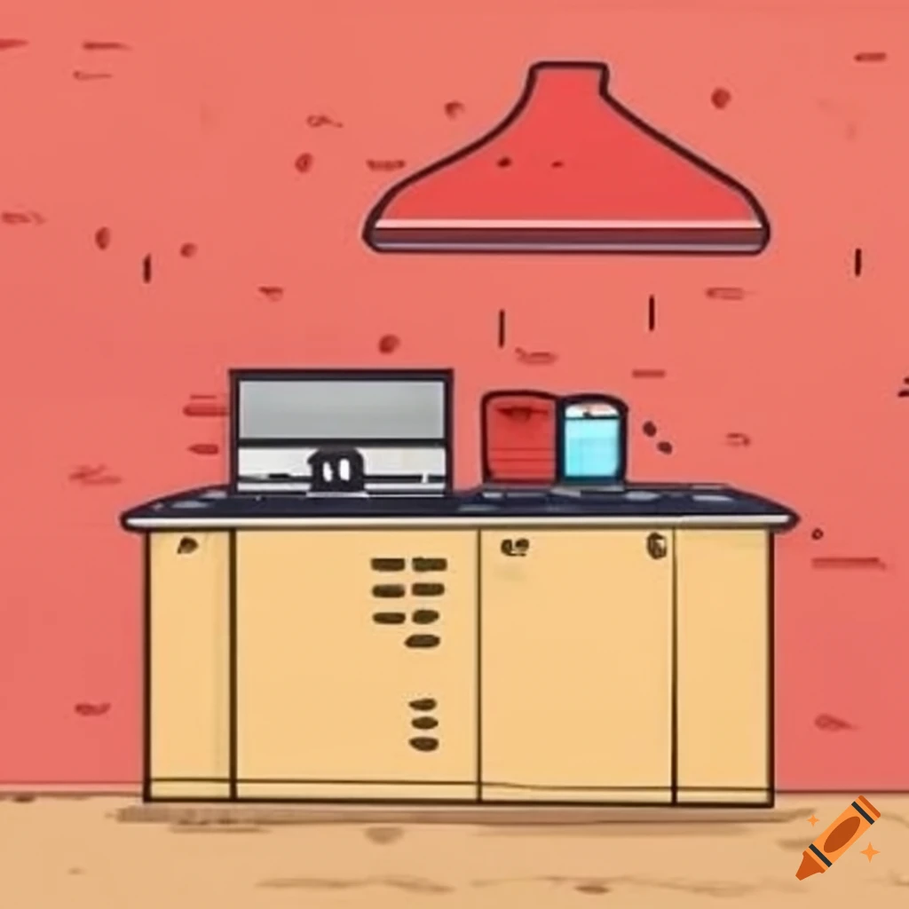 modern kitchen hood with a cat on the table