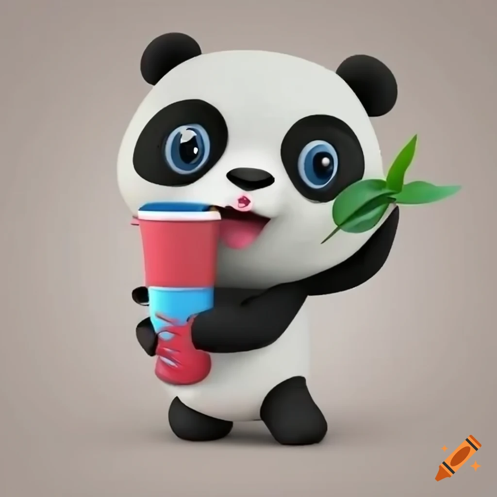 A super cute panda bear eating a bamboo, on a lake, pixar character,  animated movie style, octane render, warm lighting on Craiyon