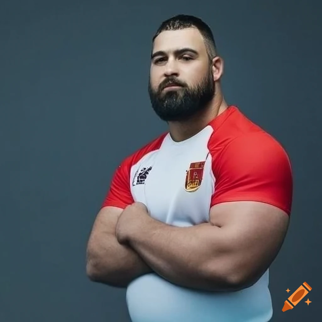 portrait of a bearded rugby player