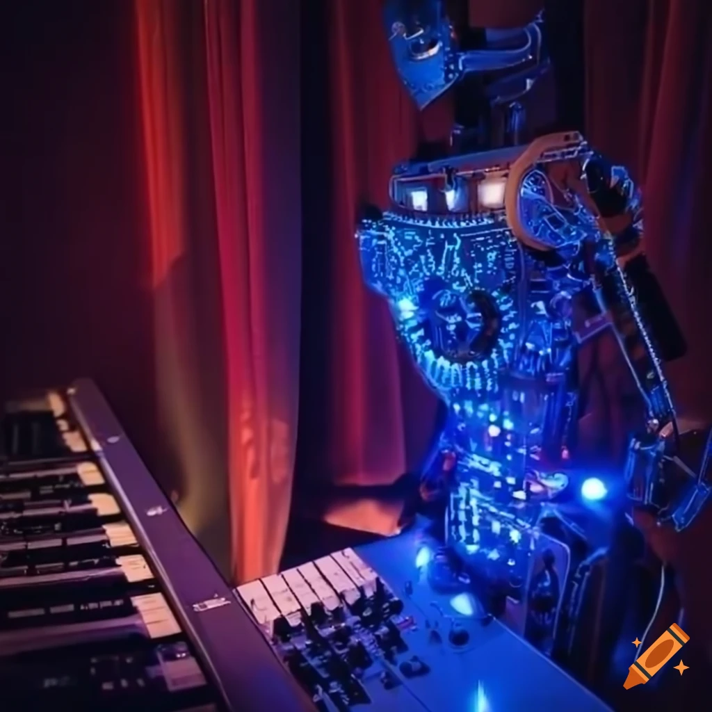 Modular synthesizer robot with vibrant lights