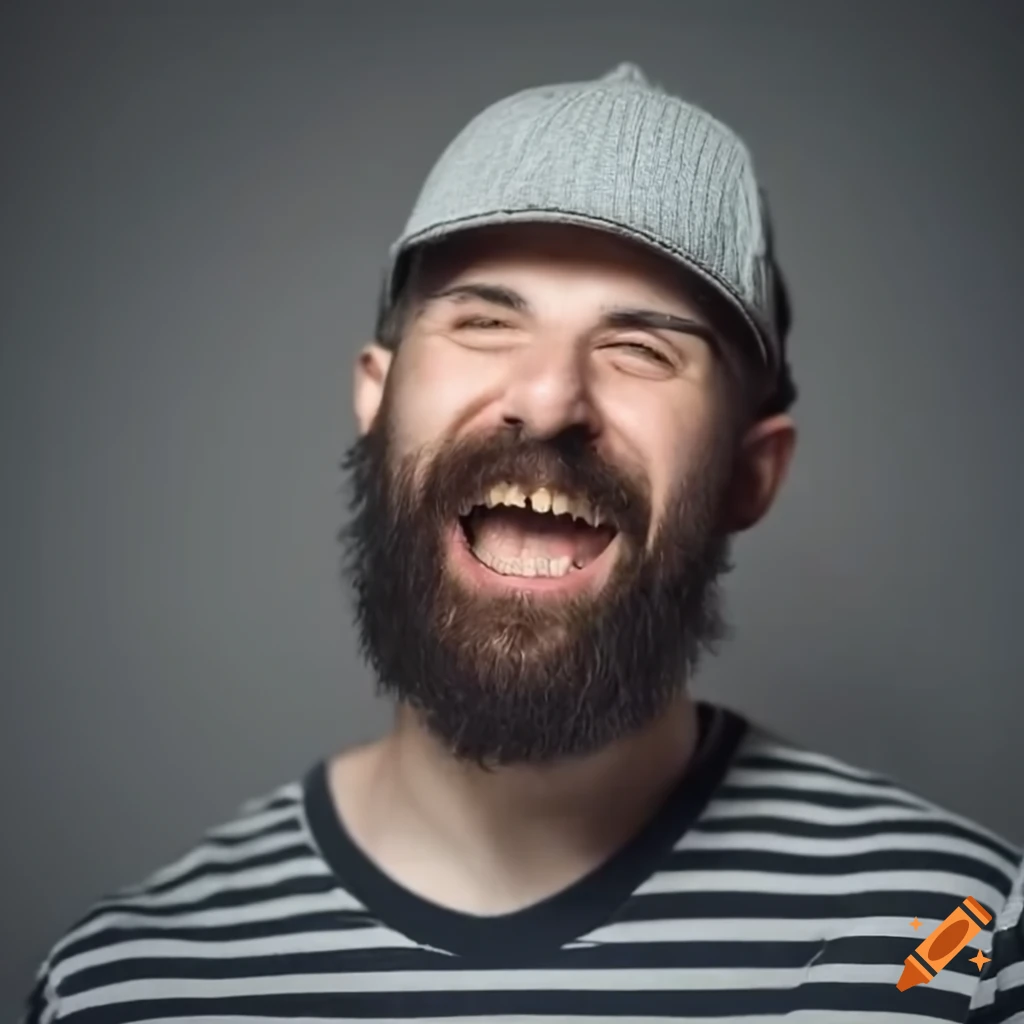 Portrait of a happy bearded man on Craiyon