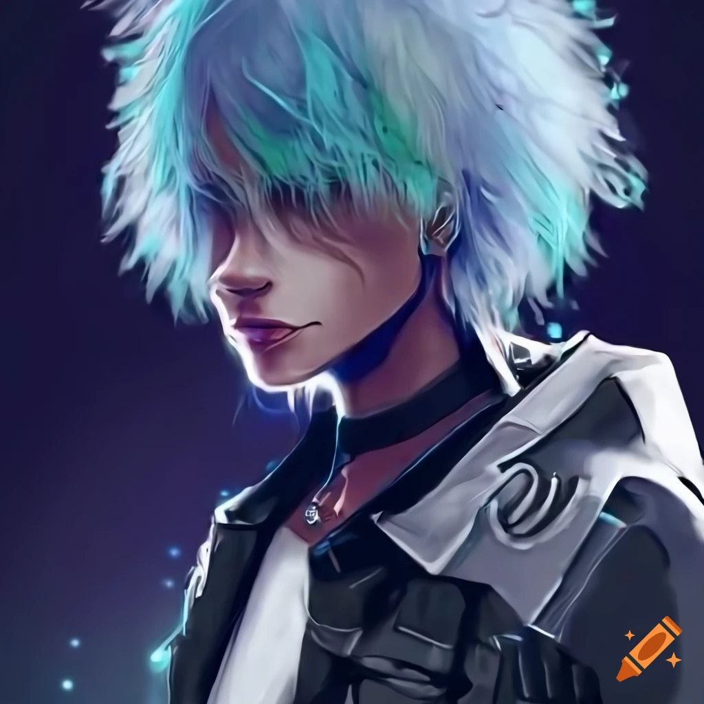 Futuristic male rockerboy with dyed hair and stylish outfit on Craiyon