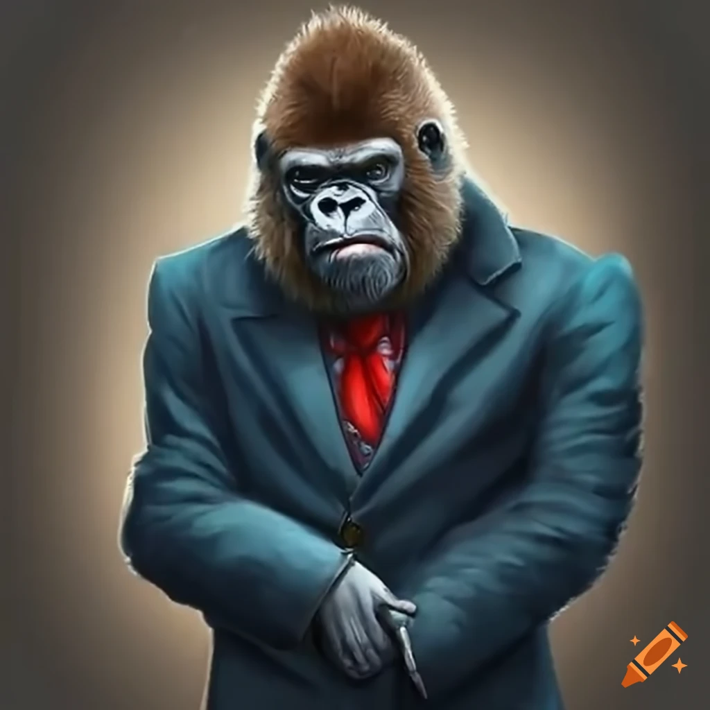 Gorilla wearing a business suit and tie on Craiyon