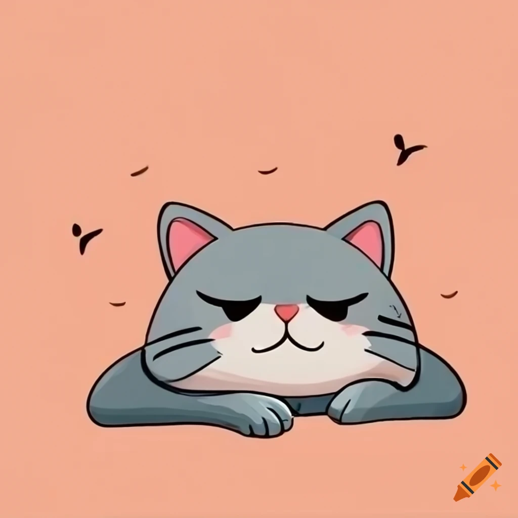 Cartoon of a cute sleeping cat on Craiyon