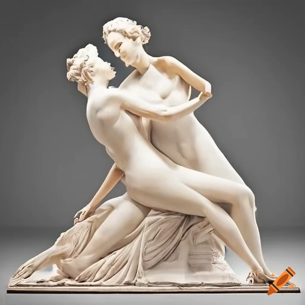 sculpture of two women embracing