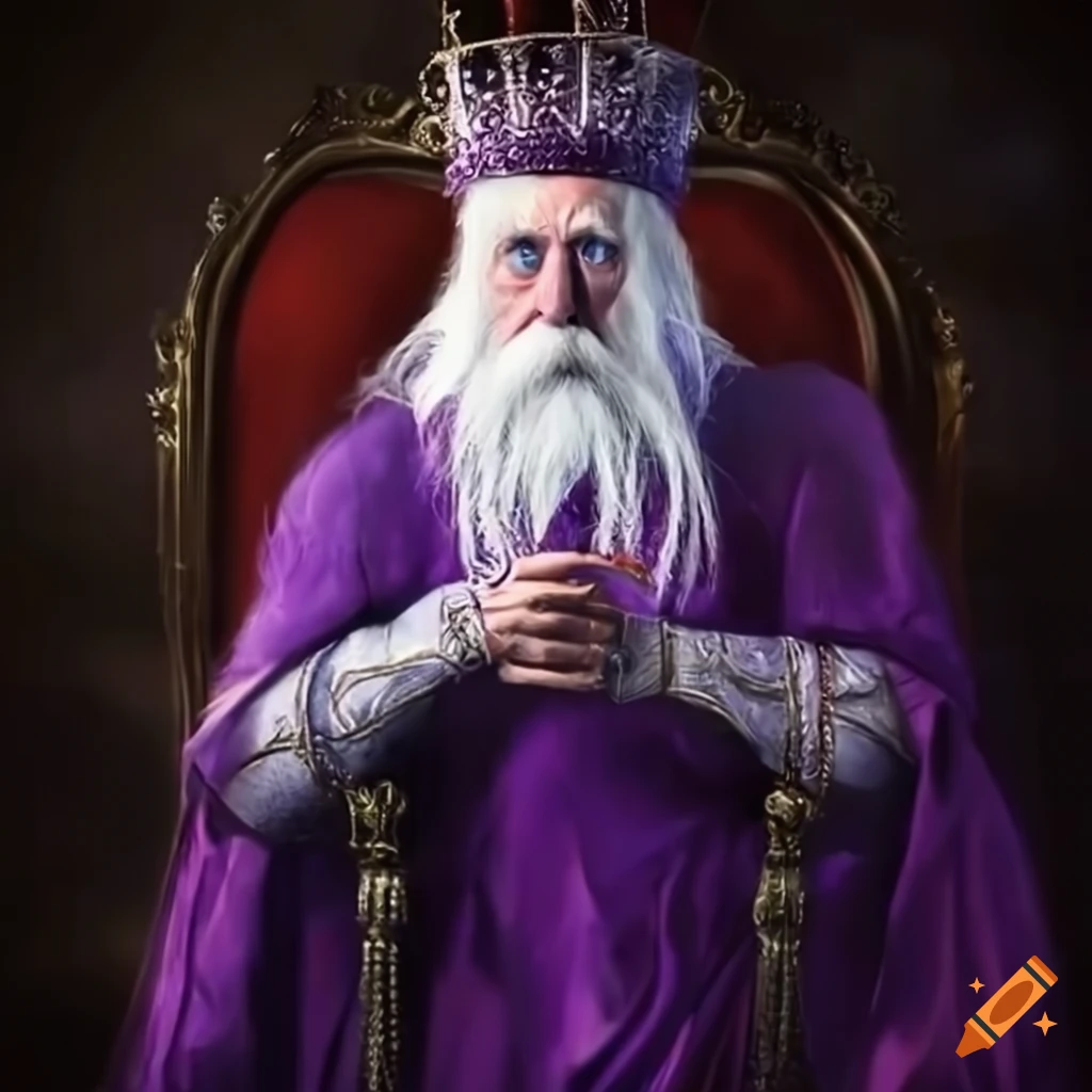 illustration of an old magician with a long white beard and magic scepter