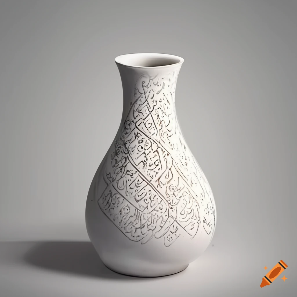 white vase with Islamic art pattern