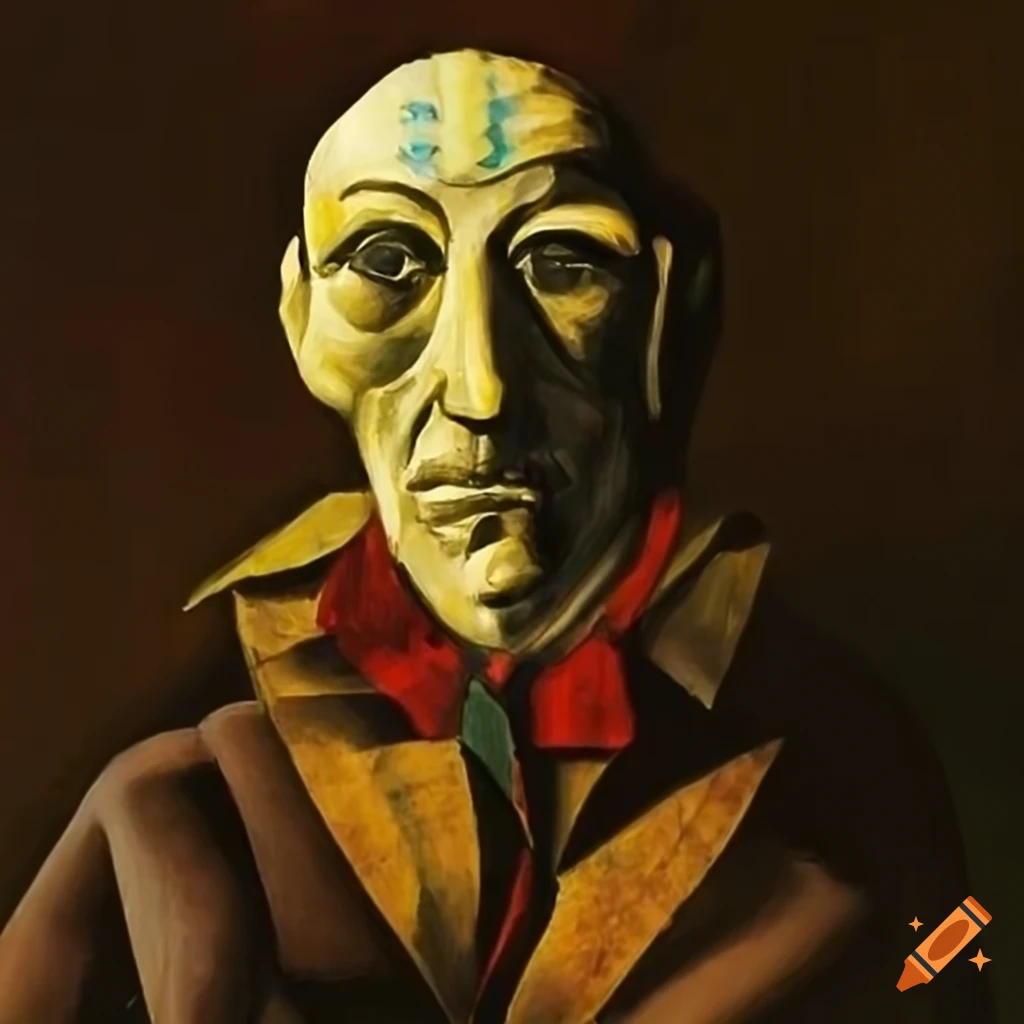 Surreal portrait of a cornman by picasso on Craiyon