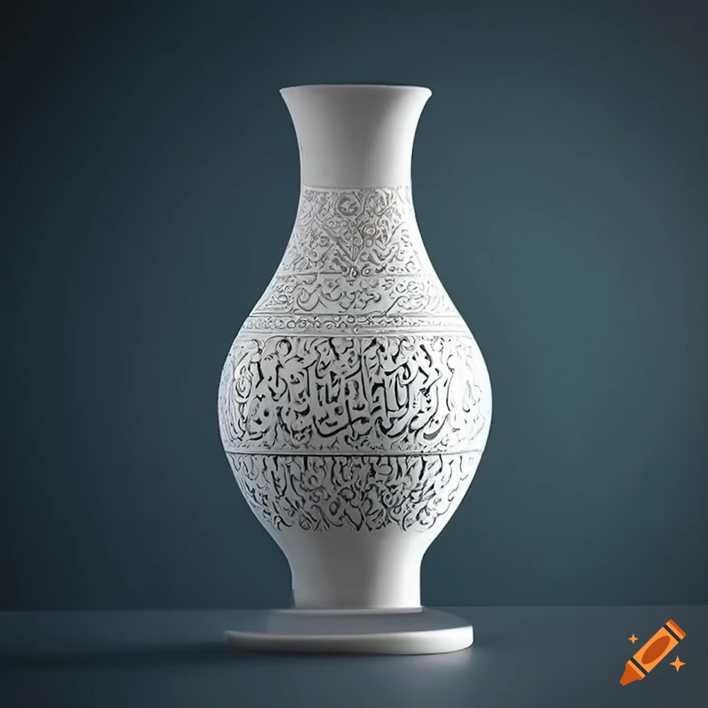 white vase with Islamic art design