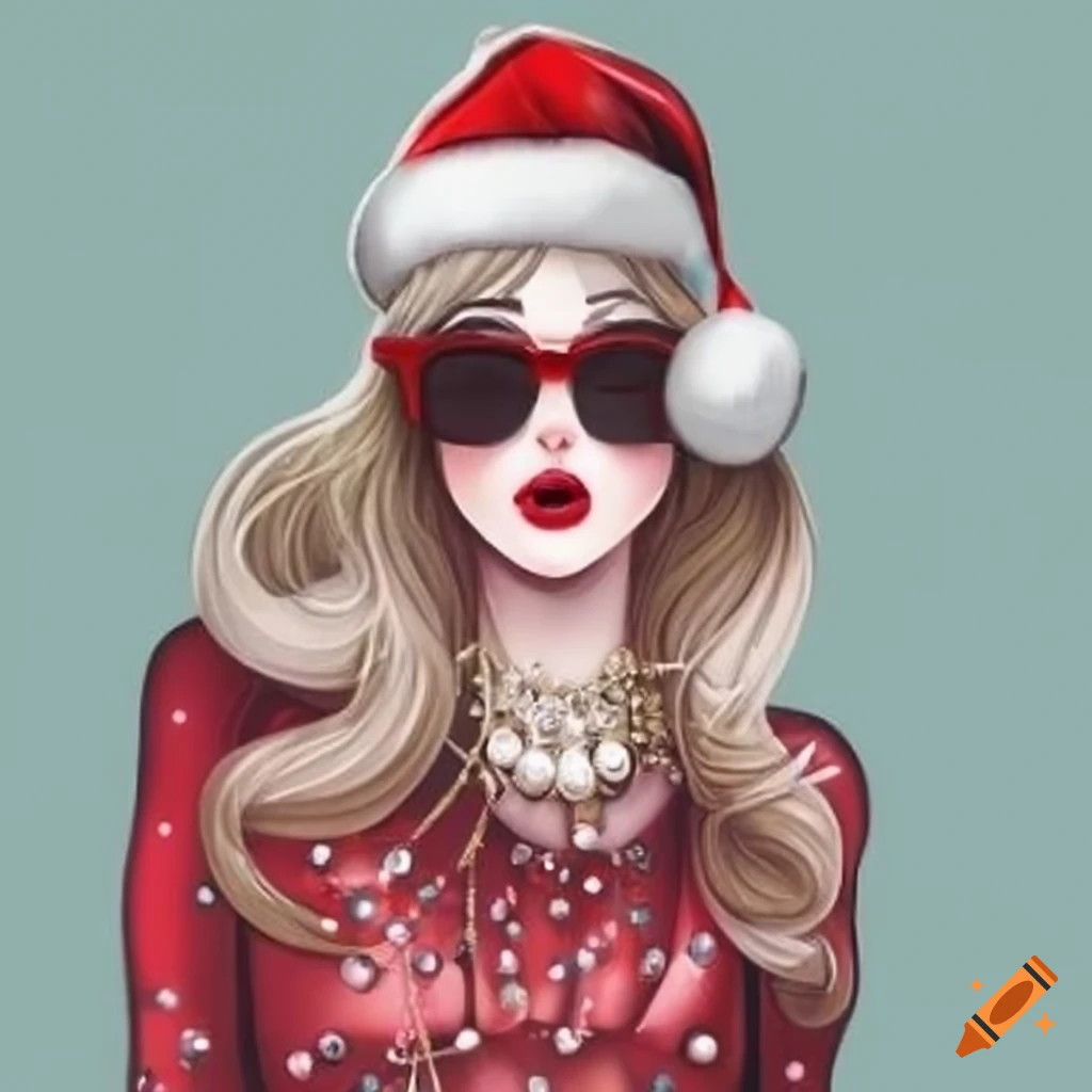 Fashion illustration of a stylish mannequin with sunglasses and santa ...