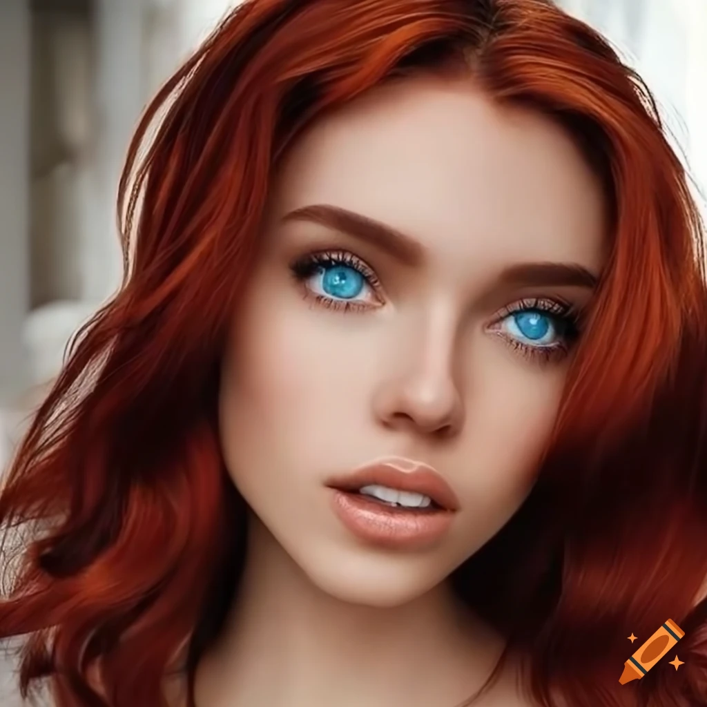 Hyperrealistic Portrait With Beautiful Blue Eyes And Red Hair On Craiyon an-anime-character-with-red-hair-and-boots