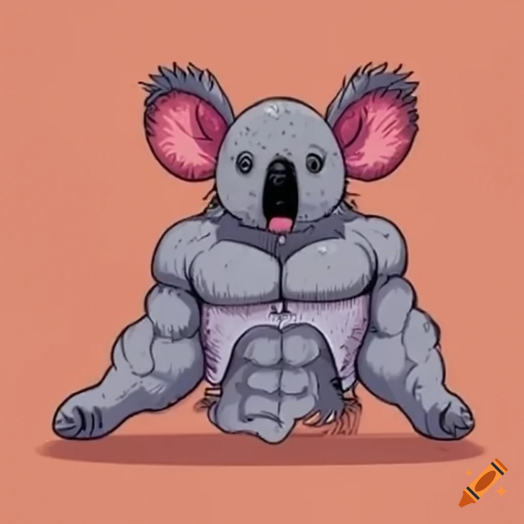 funny muscle koala illustration