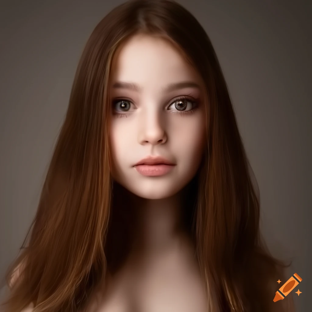 portrait of a girl with long brown hair and hazel eyes