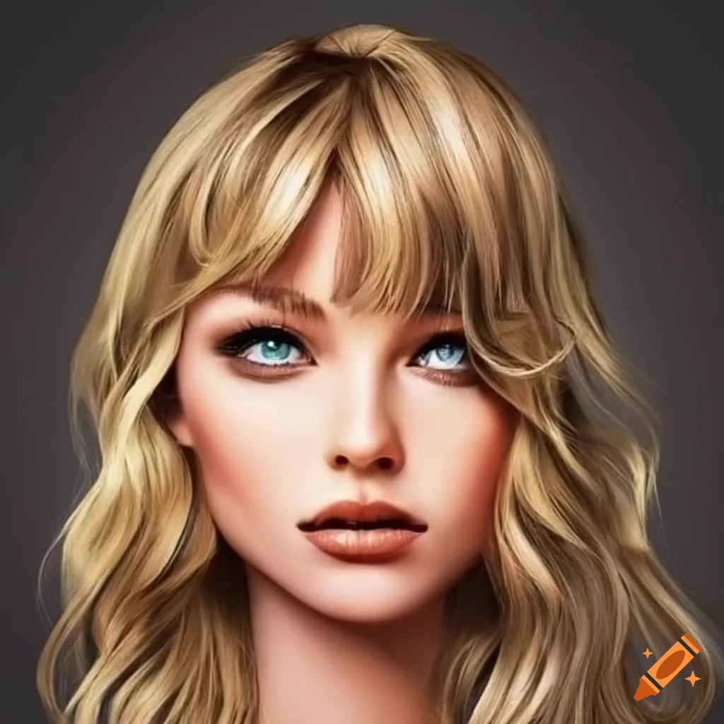 Portrait of a woman with long wavy hair and green eyes on Craiyon