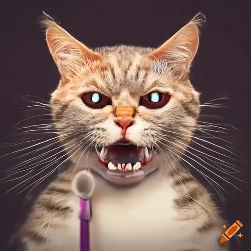 Cat brushing its teeth