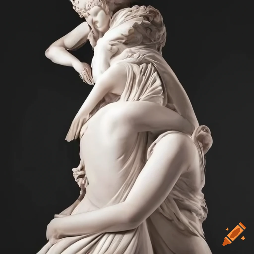 sculpture of two angels with white doves by Antonio Canova