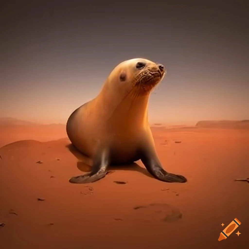 seal wearing a spacesuit on Mars
