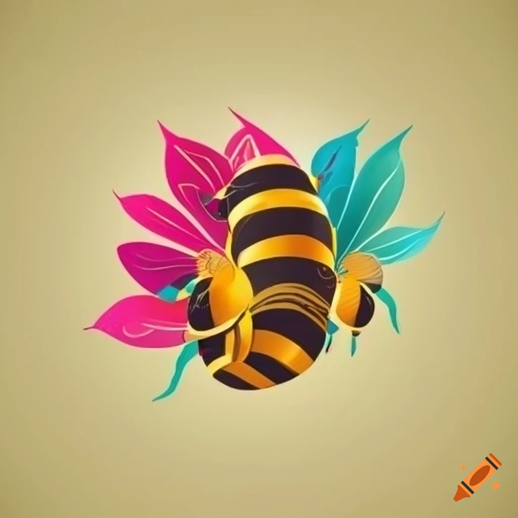 logo design combining a bee and a flower