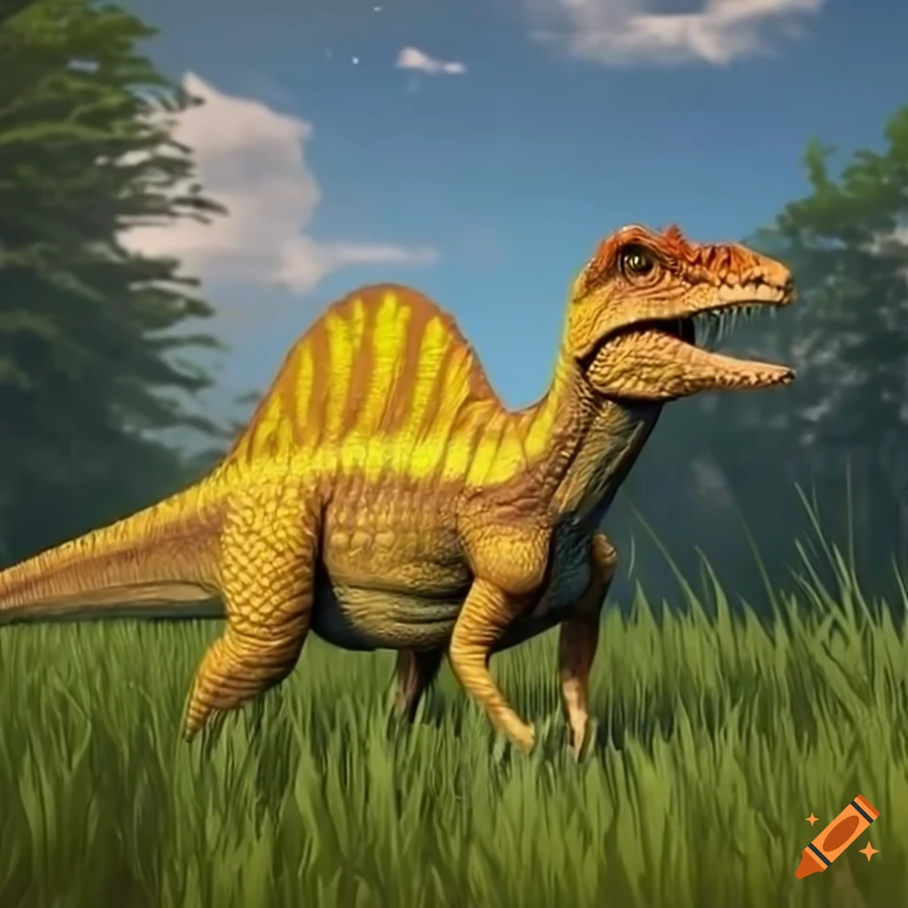 yellow-spinosaurus-in-tall-grass