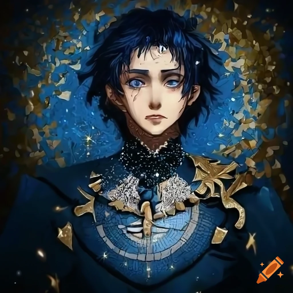 mosaic artwork inspired by Carel Fabritius in anime style