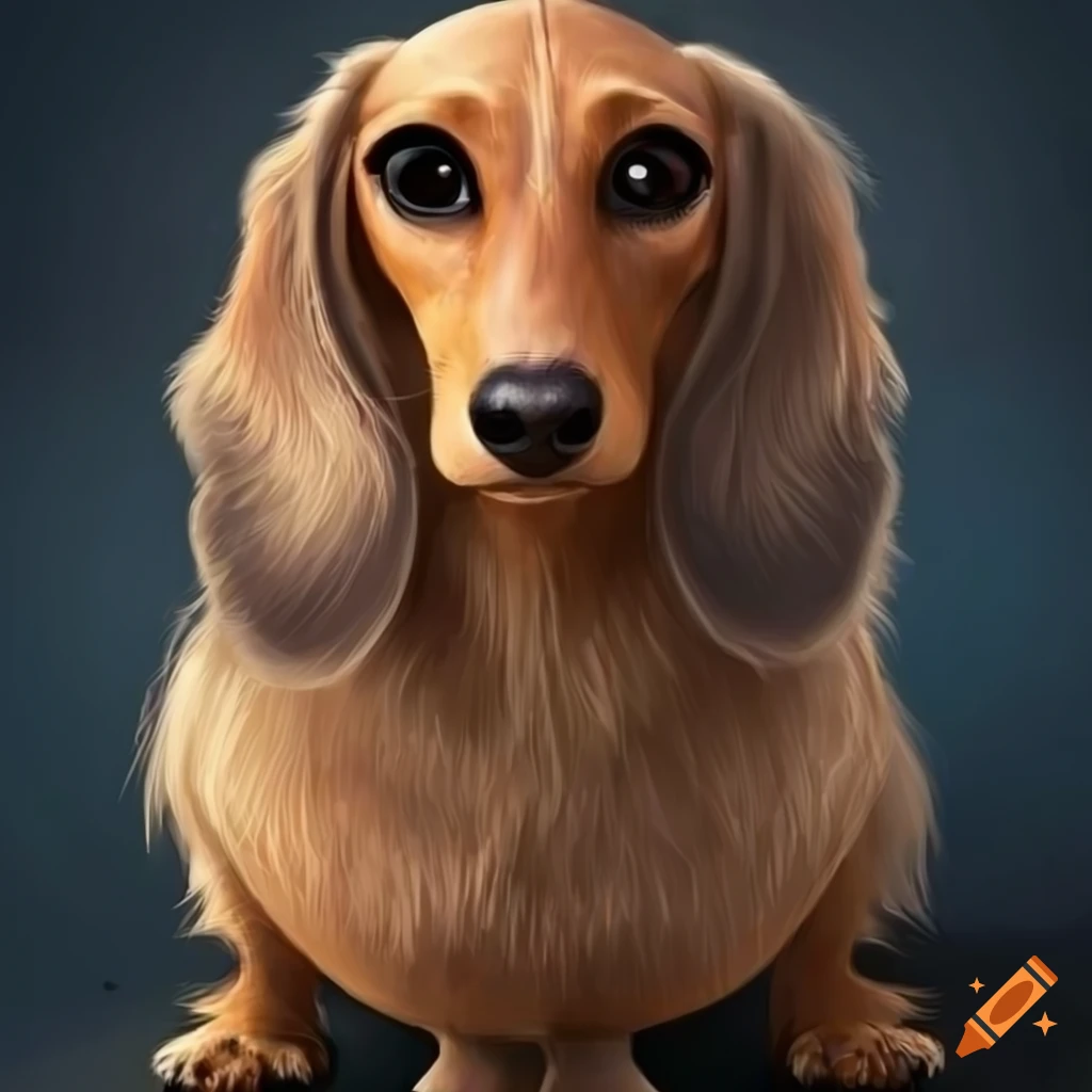 Pixar movie poster featuring Dahlia, a long-haired dachshund with big dark eyes and black nose