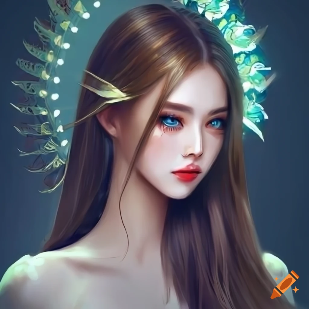 Digital Art Of A Beautiful Woman With Brown Hair And Green Eyes On Craiyon 