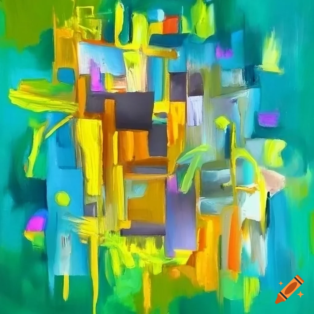 cubist artwork with yellow tones